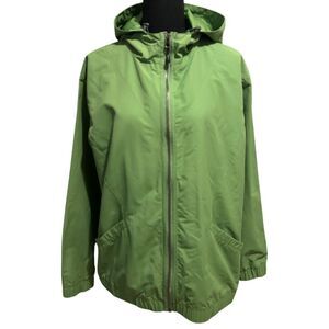 Guide Series Performance Women's Size L Green Hooded Windbreaker Nylon Jacket